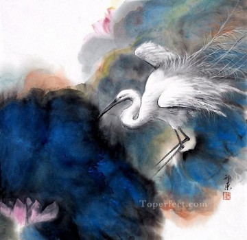 Chino Painting - Garceta en las nubes China tradicional